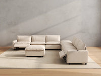 Modular Cero Reclining Sectionals | 8-Piece Beige Linen Open Space Sofa Sets 6-Seater with 2-Ottomans