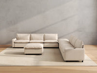 Modular Cero Reclining Sectionals | 8-Piece Beige Linen Open Space Sofa Sets 6-Seater with 2-Ottomans