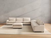 Modular Cero Reclining Sectionals | 8-Piece Beige Linen Open Space Sofa Sets 6-Seater with 2-Ottomans