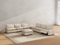 Modular Cero Reclining Sectionals | 8-Piece Beige Linen Open Space Sofa Sets 6-Seater with 2-Ottomans
