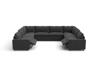 Modular Cero Sectional Recliner Sofa | 8-Piece Grey Linen Grand Estate U-Shaped Sectionals 8-Seater