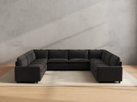 Modular Cero Sectional Recliner Sofa | 8-Piece Grey Linen Grand Estate U-Shaped Sectionals 8-Seater