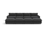 Modular Cero Reclining Sectionals | 8-Piece Grey Linen Open Plan Pit Sectionals 4-Seater with 4-Ottomans