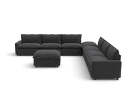Modular Cero Reclining Sectionals | 8-Piece Grey Linen Open Plan Sofa Sets 6-Seater with 2-Ottomans