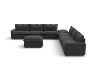 Modular Cero Reclining Sectionals | 8-Piece Grey Linen Open Plan Sofa Sets 6-Seater with 2-Ottomans