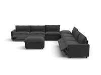 Modular Cero Reclining Sectionals | 8-Piece Grey Linen Open Plan Sofa Sets 6-Seater with 2-Ottomans