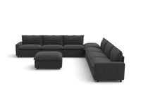 Modular Cero Reclining Sectionals | 8-Piece Grey Linen Open Plan Sofa Sets 6-Seater with 2-Ottomans