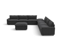 Modular Cero Reclining Sectionals | 8-Piece Grey Linen Open Plan Sofa Sets 6-Seater with 2-Ottomans