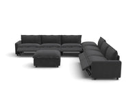 Modular Cero Reclining Sectionals | 8-Piece Grey Linen Open Plan Sofa Sets 6-Seater with 2-Ottomans