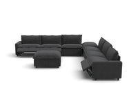 Modular Cero Reclining Sectionals | 8-Piece Grey Linen Open Plan Sofa Sets 6-Seater with 2-Ottomans