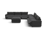 Modular Cero Reclining Sectionals | 8-Piece Grey Linen Open Plan Sofa Sets 6-Seater with 2-Ottomans