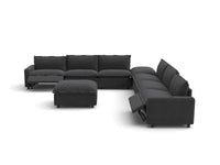 Modular Cero Reclining Sectionals | 8-Piece Grey Linen Open Plan Sofa Sets 6-Seater with 2-Ottomans