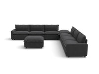 Modular Cero Reclining Sectionals | 8-Piece Grey Linen Open Plan Sofa Sets 6-Seater with 2-Ottomans