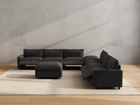 Modular Cero Reclining Sectionals | 8-Piece Grey Linen Open Plan Sofa Sets 6-Seater with 2-Ottomans