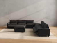 Modular Cero Reclining Sectionals | 8-Piece Grey Linen Open Plan Sofa Sets 6-Seater with 2-Ottomans