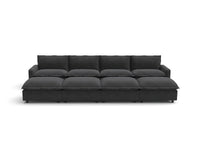 Modular Cero Reclining Sectionals | 8-Piece Grey Linen Open Space Pit Sectionals 4-Seater with 4-Ottomans
