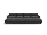 Modular Cero Reclining Sectionals | 8-Piece Grey Linen Open Space Pit Sectionals 4-Seater with 4-Ottomans