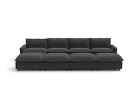 Modular Cero Reclining Sectionals | 8-Piece Grey Linen Open Space Pit Sectionals 4-Seater with 4-Ottomans