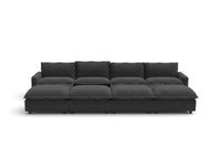 Modular Cero Reclining Sectionals | 8-Piece Grey Linen Open Space Pit Sectionals 4-Seater with 4-Ottomans