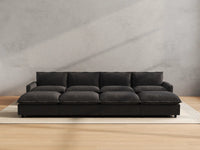 Modular Cero Reclining Sectionals | 8-Piece Grey Linen Open Space Pit Sectionals 4-Seater with 4-Ottomans