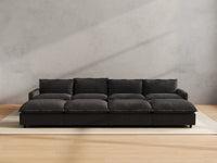 Modular Cero Reclining Sectionals | 8-Piece Grey Linen Open Space Pit Sectionals 4-Seater with 4-Ottomans