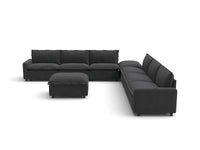 Modular Cero Reclining Sectionals | 8-Piece Grey Linen Open Space Sofa Sets 6-Seater with 2-Ottomans