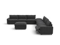Modular Cero Reclining Sectionals | 8-Piece Grey Linen Open Space Sofa Sets 6-Seater with 2-Ottomans