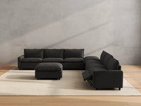 Modular Cero Reclining Sectionals | 8-Piece Grey Linen Open Space Sofa Sets 6-Seater with 2-Ottomans