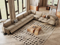 Modular Cero Reclining Sectionals | 8-Piece Khaki Linen Grand Estate V-Shaped Sectionals 8-Seater
