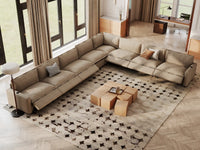 Modular Cero Reclining Sectionals | 8-Piece Khaki Linen Grand Estate V-Shaped Sectionals 8-Seater