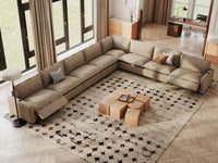 Modular Cero Reclining Sectionals | 8-Piece Khaki Linen Grand Estate V-Shaped Sectionals 8-Seater