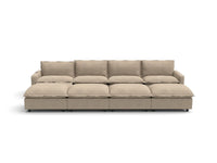 Modular Cero Reclining Sectionals | 8-Piece Khaki Linen Open Plan Pit Sectionals 4-Seater with 4-Ottomans