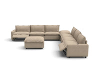 Modular Cero Reclining Sectionals | 8-Piece Khaki Linen Open Plan Sofa Sets 6-Seater with 2-Ottomans
