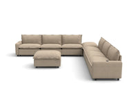 Modular Cero Reclining Sectionals | 8-Piece Khaki Linen Open Plan Sofa Sets 6-Seater with 2-Ottomans
