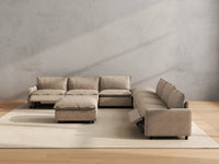 Modular Cero Reclining Sectionals | 8-Piece Khaki Linen Open Plan Sofa Sets 6-Seater with 2-Ottomans