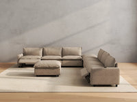 Modular Cero Reclining Sectionals | 8-Piece Khaki Linen Open Plan Sofa Sets 6-Seater with 2-Ottomans