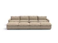 Modular Cero Reclining Sectionals | 8-Piece Khaki Linen Open Space Pit Sectionals 4-Seater with 4-Ottomans