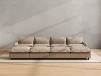 Modular Cero Reclining Sectionals | 8-Piece Khaki Linen Open Space Pit Sectionals 4-Seater with 4-Ottomans