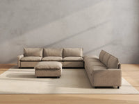 Modular Cero Modern Reclining Sofa Set | 8-Piece Khaki Linen Open Space Sofa Sets 6-Seater with 2-Ottomans