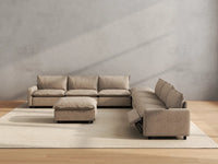 Modular Cero Reclining Sectionals | 8-Piece Khaki Linen Open Space Sofa Sets 6-Seater with 2-Ottomans