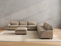 Modular Cero Reclining Sectionals | 8-Piece Khaki Linen Open Space Sofa Sets 6-Seater with 2-Ottomans