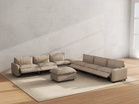 Modular Cero Reclining Sectionals | 8-Piece Khaki Linen Open Space Sofa Sets 6-Seater with 2-Ottomans