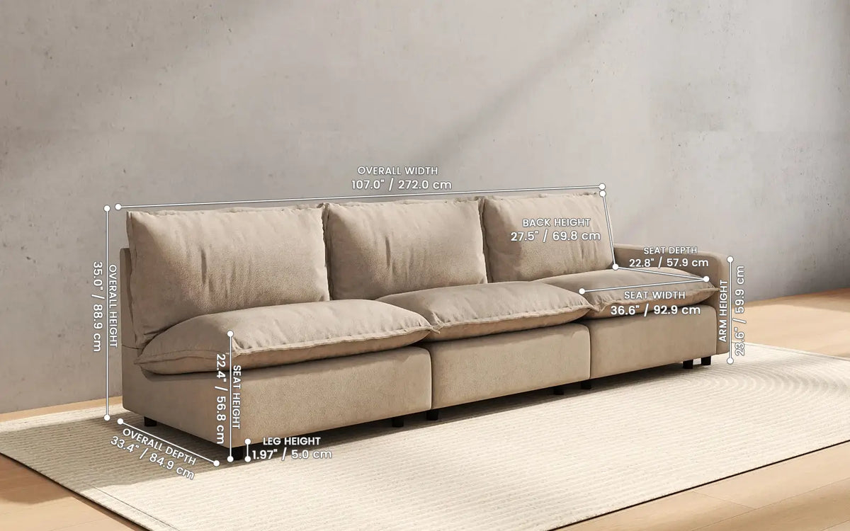 Modular Cero Modular Sectionals 3 Piece Khaki Linen Small Space Couch Sectionals 3 Seater 2