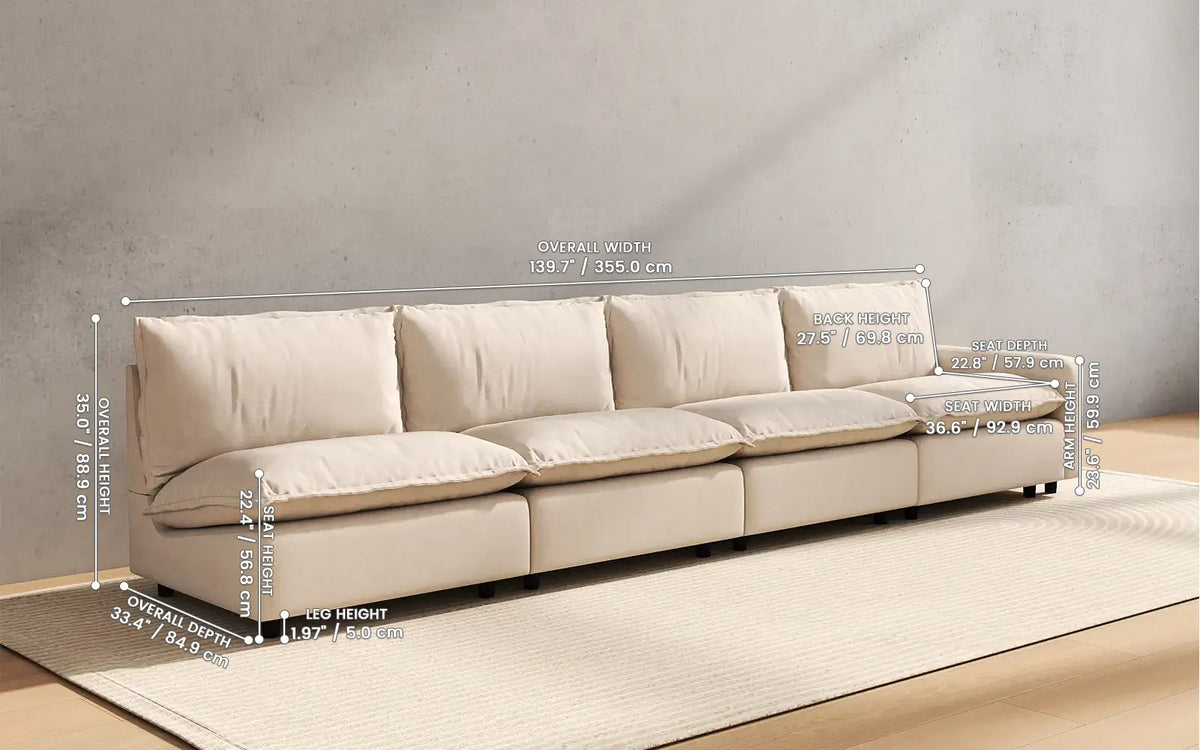 Modular Cero Modular Sectionals 4 Piece Beige Linen Family Room Couch Sectionals 4 Seater 2