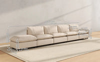 Modular Cero Modular Sectionals 5 Piece Beige Linen Large Space Couch Sectionals 4 Seater with 1 Ottoman 2
