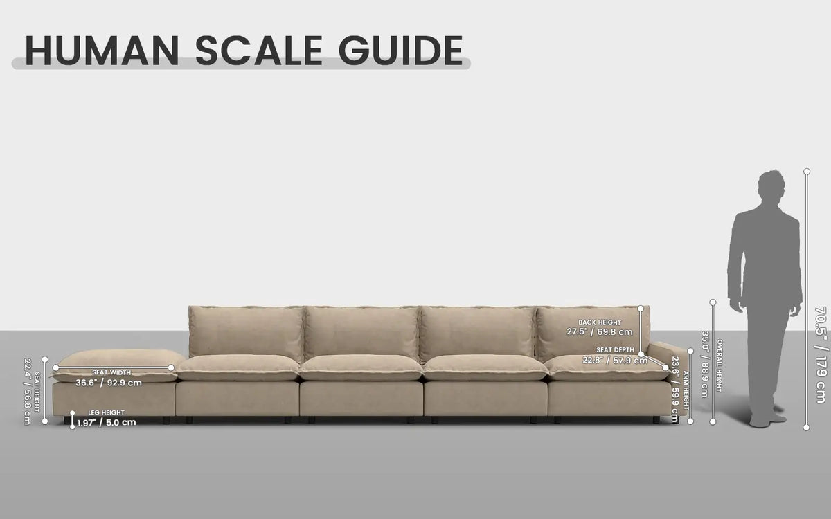Modular Cero Modular Sectionals 5 Piece Khaki Linen Large Space Couch Sectionals 4 Seater with 1 Ottoman 1
