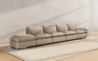 Modular Cero Modular Sectionals 5 Piece Khaki Linen Large Space Couch Sectionals 4 Seater with 1 Ottoman 2