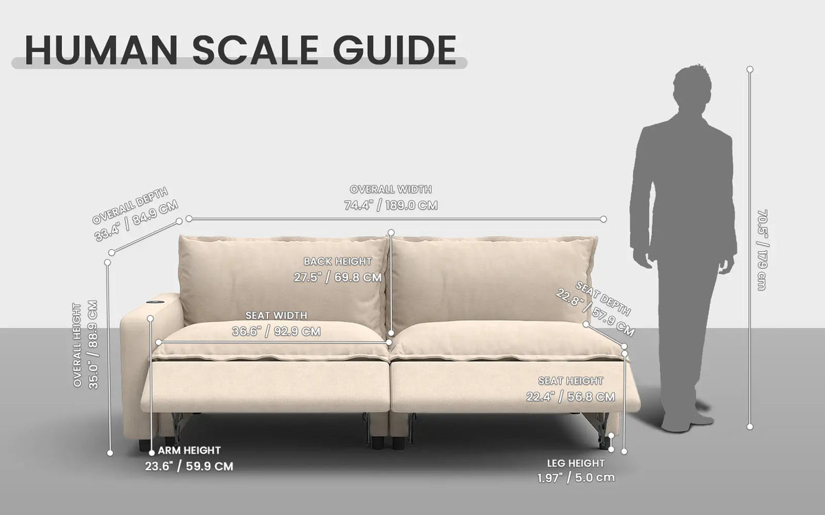 Modular Cero Reclining Sectionals 2 Piece Beige Linen Flex Nook Loveseats 2 Seater 1