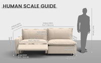 Modular Cero Reclining Sectionals 2 Piece Beige Linen Small Space Loveseats 2 Seater 1