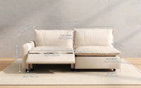 Modular Cero Reclining Sectionals 2 Piece Beige Linen Small Space Loveseats 2 Seater 3